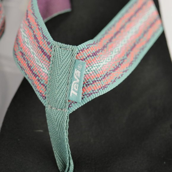 Teva Women Mush Sandal Slide Flip Flop Size 8 Thong Comfy Sage Green Purple Shoe - Picture 2 of 12